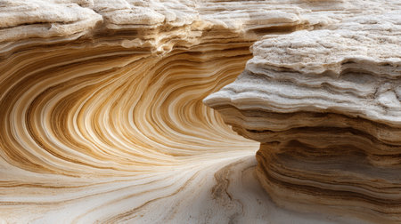 Sunset reveals stunning layers of smooth rock and warm colors in a remote landscape, showing casing geological textures.の素材