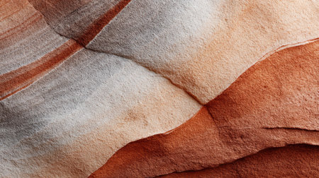 Sandstone layers showcase vibrant colors and textures, highlighting natures beauty in a sunlit desert.の素材