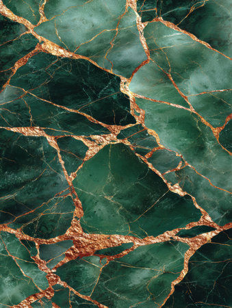This stunning green marble features intricate golden veins, showing natures beauty and elegance in perfect harmony.の素材