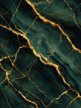 This elegant marble has rich green tones with striking gold veins, perfect for luxury interiors.の素材
