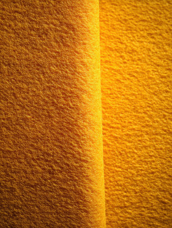 Soft and vibrant yellow textile showcases rich texture and warmth in natural light, perfect for home decor or crafts.の素材