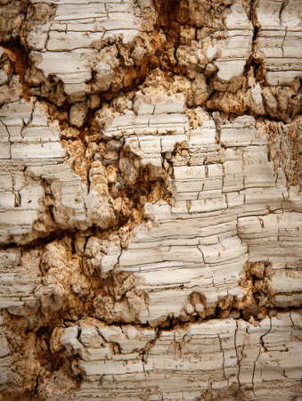 Cracked earth showcases dry ground. Soil and rock are exposed creating an abstract geological texture pattern.の素材