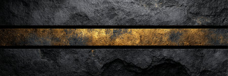 Surface of rugged rock displays a striking gold stripe, emphasizing texture and natural beauty in the stones details.の素材