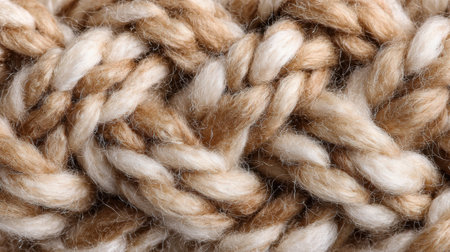 Soft beige and cream fibers intertwine, showing rich texture and natural craftsmanship.の素材