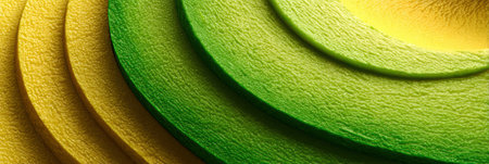 Vivid yellow and green circular layers create a harmonious design with depth and detail.の素材