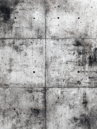 The concrete wall features unique textures and dark spots, revealing an industrial urban environment with depth.の素材