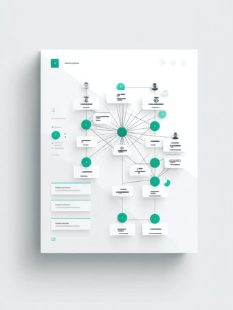 This layout displays complex connections between various entities, showing their relationships clearly and effectively.の素材