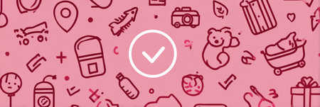 Colorful design features playful doodles of common objects and activities that evoke a sense of fun and nostalgiaの素材