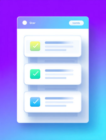 A vibrant digital interface shows three completed tasks with checkmarks, perfect for task organization.の素材