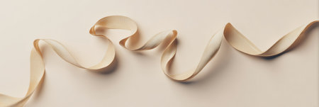 Soft, delicate ribbon drapes elegantly on a light background, highlighting its smoothness and gentle curves under soft lighting.の素材