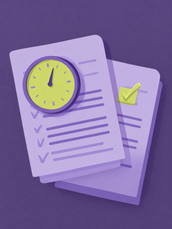 Colorful checklist with a clock emphasizes productivity and organization in achieving daily tasks and goals effectively.の素材