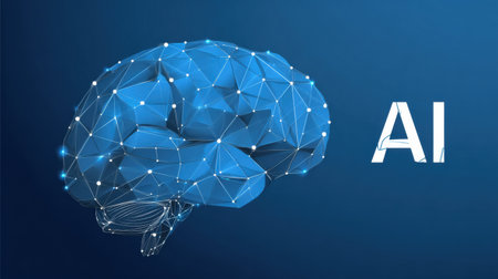 A digital brain illustration highlights the concept of artificial intelligence, merging creativity and technology in a modern style.の素材