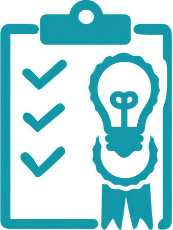 A checklist graphic features a light bulb, representing creativity and innovative thought in planning and project management.の素材