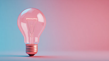 A vibrant light bulb emits soothing pink and blue hues, creating a calming atmosphere in a minimalist setting.の素材