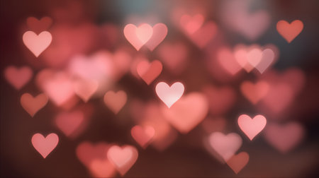 Softly blurred heart shapes in shades of pink create a romantic and warm ambiance perfect for conveying love and affection.の素材