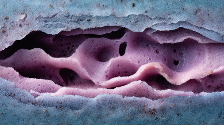 Detailed texture and vibrant colors of a mineral formation reveal intricate patterns and structures in natural stone.の素材