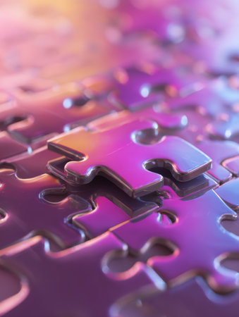 A jigsaw puzzle is shown with one piece missing, representing the concept of an incomplete solution on a soft gradient background.の素材