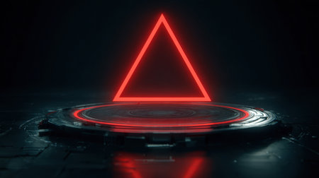 A red warning triangle appears on a dark background signaling a system malfunction and potential data issues in a modern interface.の素材