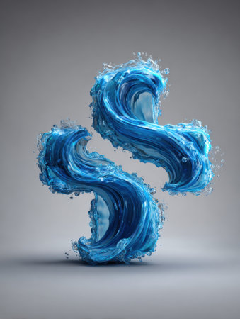 Liquid waves create a captivating medical cross shape, expressing themes of purity and well-being in a unique artistic manner.の素材