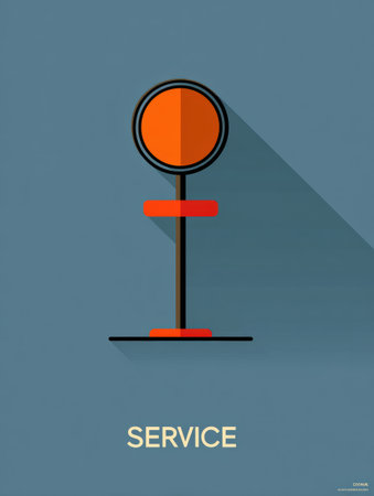 A minimalist road sign design shows a service icon with a circular top and rectangular base on a simple background, emphasizing clarity.の素材