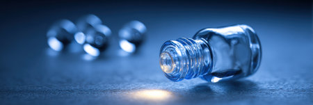 Bright light shines through a crystal serum bottle, creating beautiful reflections and enhancing the sense of clarity and purity.の素材