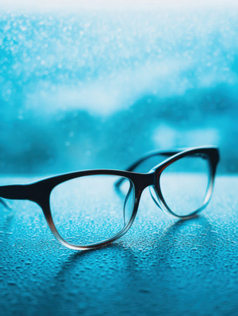 Blue-light glasses are showcased against a vibrant digital gradient, emphasizing a contemporary design ideal for todays technology users.の素材