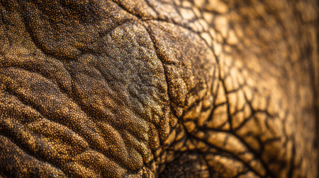 Close-up view reveals intricate textures and patterns on elephant skin with rich colors and deep cracks highlighting natural beauty.の素材