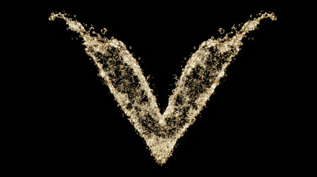 Golden particles create a stunning abstract shape representing luxury wine, set against a dark background for dramatic effect.の素材