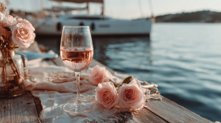 Enjoying a glass of rosの素材