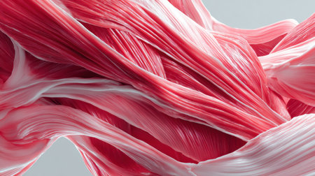 A striking red muscle illustration appears elegantly on a clean white background, highlighting its detailed and flowing textures.の素材