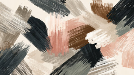 This artwork features a minimal geometric brushstroke pattern, showing airy muted tones that blend harmoniously in a serene layout.の素材