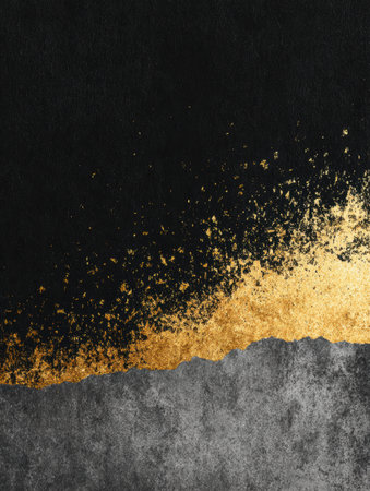 This striking layout features a deep black background complemented by a vibrant gold dust gradient, creating a luxurious atmosphere for spaces.の素材