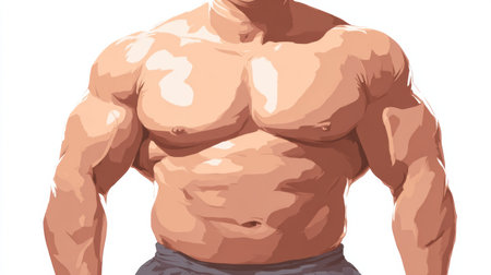 This illustration presents isolated muscle and fat on a white background, visually communicating key ideas about weight loss and dieting.の素材
