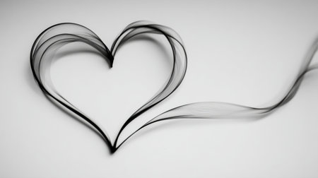 A heart shape forms from gentle dust particles, carried by a soft wind in an empty, tranquil environment, conveying romantic minimalism.の素材