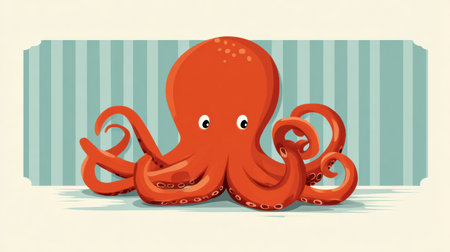 A colorful and playful cartoon octopus sits in a whimsical background, viewers inviting to appreciate its cheerful, nostalgic charm.の素材