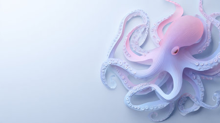 Silhouette of an octopus in pastel colors, set against a smooth background, creating a calm and inviting visual space for text.の素材