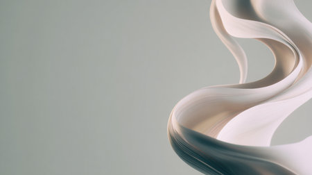 A minimal air kiss swirl fills the white space with elegance, casting a soft shadow glow in a luxury editorial empty zone.の素材