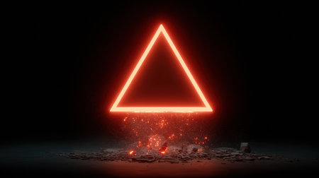A glowing red warning triangle appears over a compromised system, surrounded by glitch animations signaling a cyber risk.の素材