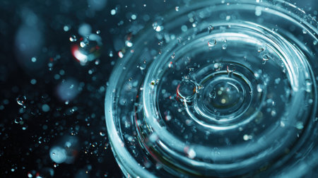 Water droplets glisten on a suction cup, creating a cinematic effect against a softly blurred background, showcasing intricate textures.の素材