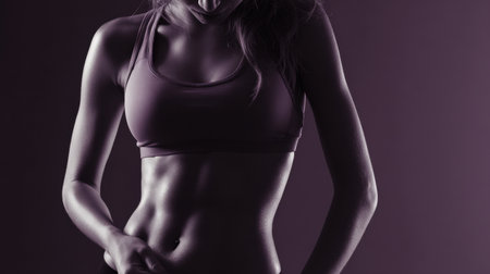 A toned figure holds a fat overlay, showcasing fitness journey and transformation in a sleek, modern vibe.の素材