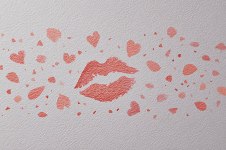 Artistic air kiss heart symbol designed for customer appreciation features a neutral palette with a blank area for messages or branding.の素材