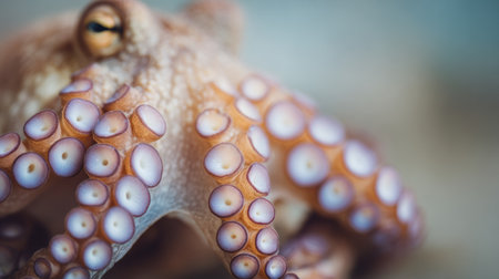 Octopus suction cups presented up close reveal fascinating textures and colors, creating an artistic and mesmerizing underwater scene.の素材