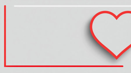 This design showcases a large empty space with a subtle thin red heart outline in the corner, perfect for business promotion.の素材