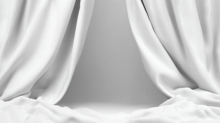 Soft, silky white cloth drapes elegantly to form natural frame edges around an open center, creating a tranquil and inviting space.の素材