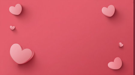 This design showcases a minimal pink gradient background adorned with small, elegant hearts at the edges, ideal for any modern advertisement.の素材
