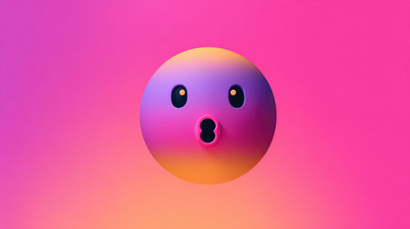 A playful emoji face blowing a kiss is featured against a minimal gradient background, creating a cheerful and inviting look.の素材