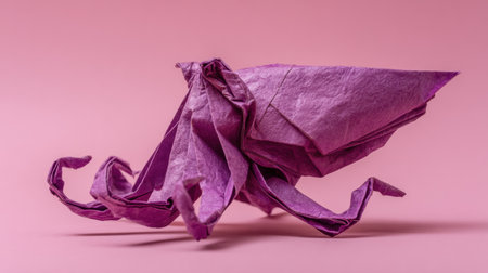 Crafted from folded paper, this minimalist origami octopus sits against a pastel backdrop, allowing for personalization and creativity.の素材