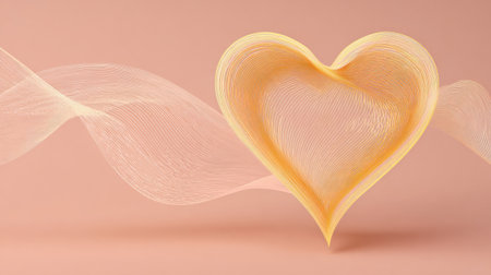 A heart-shaped line made of air waves floats against a soft gradient background, embodying a clean and tranquil aesthetic that invites calm.の素材