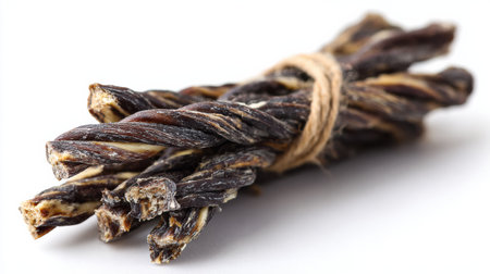 Chew sticks designed for dogs are shown in a vets office. These are for promoting dental health and keeping pets busy.の素材