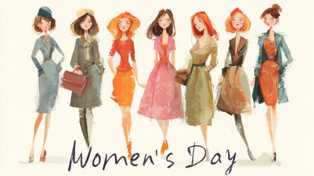 A diverse group of women stands united, symbolizing strength and empowerment on International Womens Day. Celebrate together!の素材